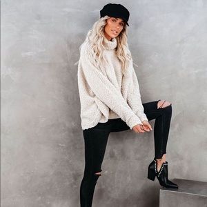 Vici Emely Cowl turtle Neck Sherpa Pullover sweater